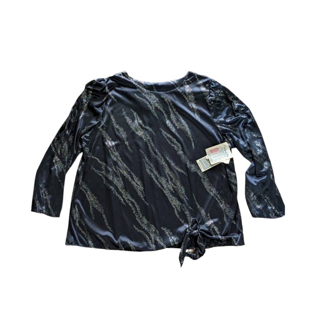 Vintage Distinctly Different women's top black silver size 20W NWT